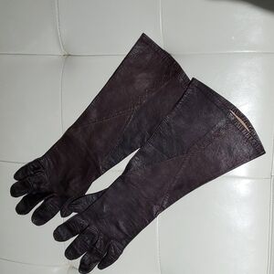 VINTAGE ARIS PARIS FRANCE REAL KID BROWN LEATHER GLOVES SIZE 7 1/4